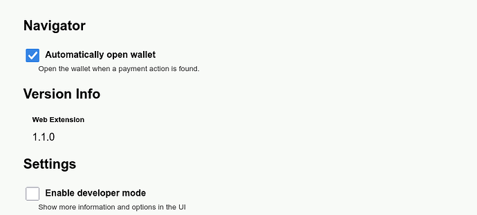 Wallet settings screenshot showing the 'Automatically open waller' option